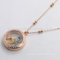 3mm 18" rose gold fashion new design necklace floating charms beaded handmade crystal locket chain necklace